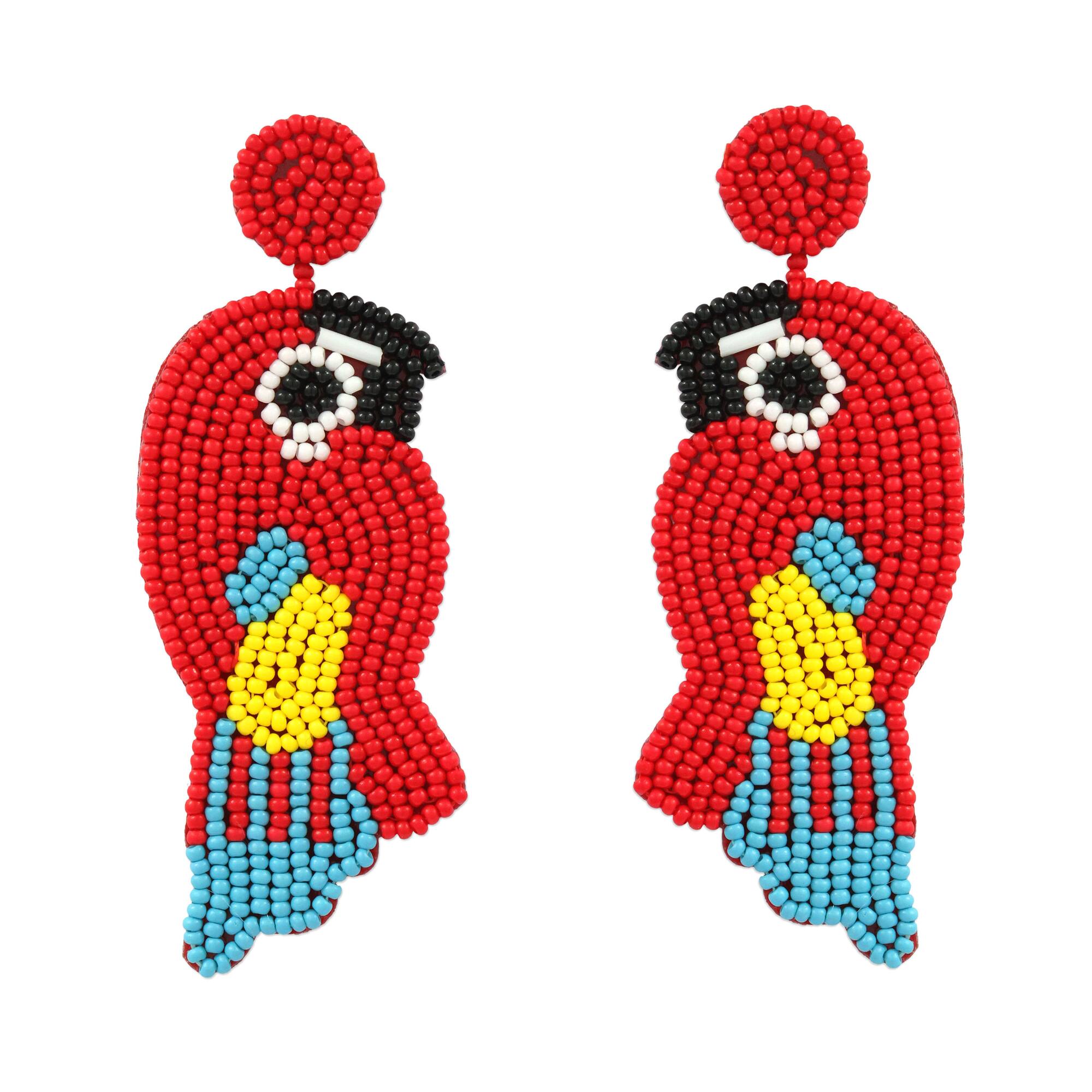 Summer Red Parrot Bead Earrings by Make Market®